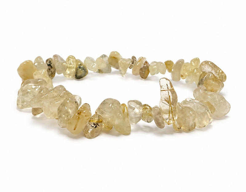 Bracciale chips di Quarzo Cristallo di Rocca Rutilato A 5-8mm