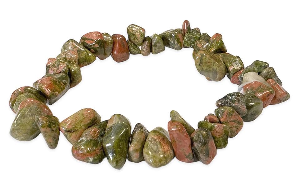 Bracciale con Unakite chip da 18 cm