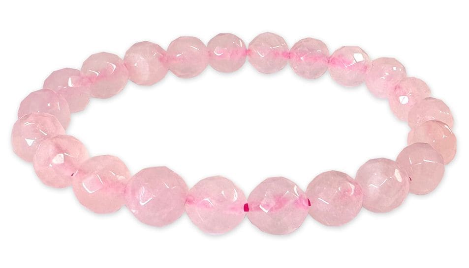 Bracciale Quarzo Rosa Perle A Sfaccettate 8mm