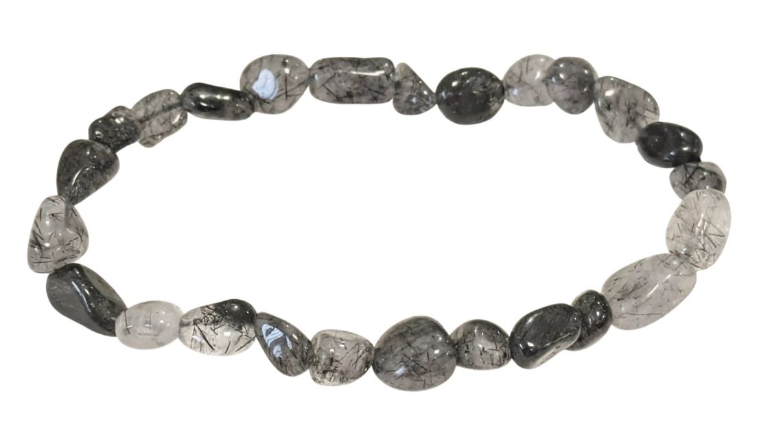 Bracciale in tormalina di cristallo di rocca, pietre levigate A+