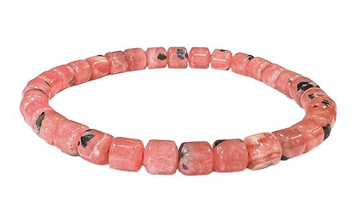 Bracciale rodocrosite argentino AAA perline a botte 5-6mm