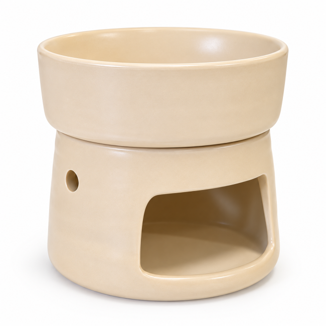 incenso ad Brucia-Profumo Beige Chiaro in Ceramica 9,3 cm