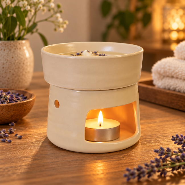 incenso ad Brucia-Profumo Beige Chiaro in Ceramica 9,3 cm|it