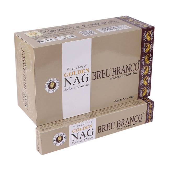 Incenso Vijayshree Golden Nag Breu Branco 15g