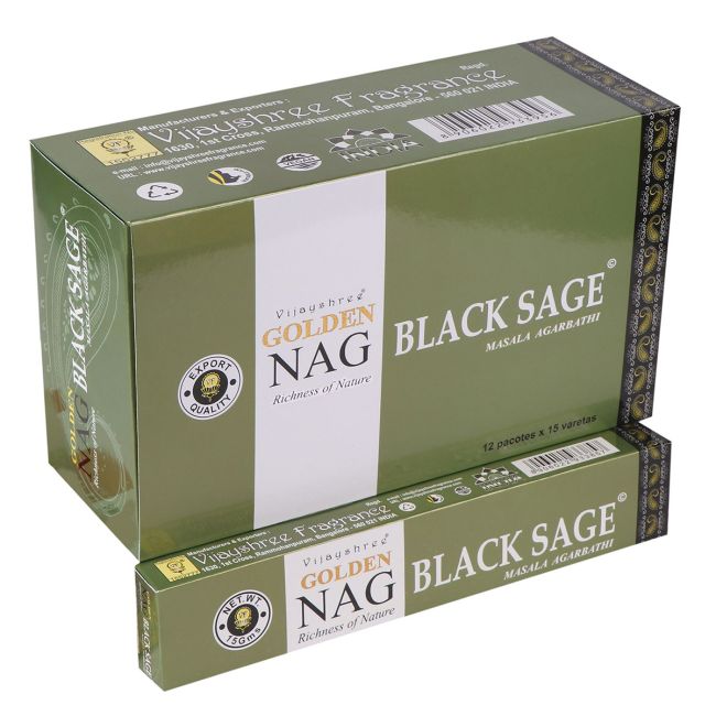 Incenso Vijayshree Golden Nag Black Sage 15g
