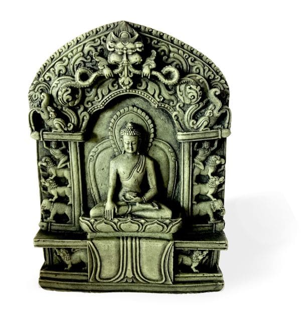 Resina Buddha meditazione pietra verde 10cm