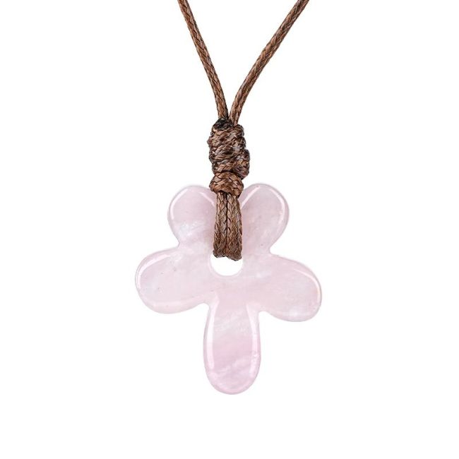 incenso ad Collana con fiore in quarzo rosa