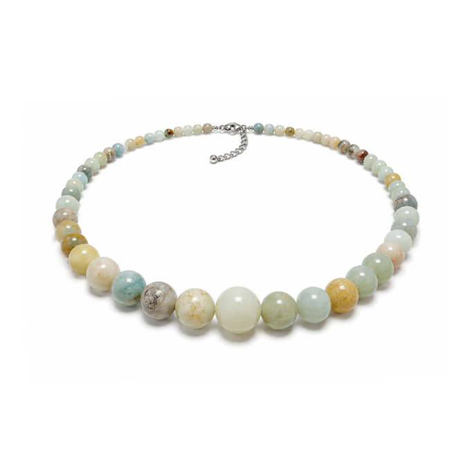 Collana Graduata in Amazzonite Multicolore A Perle 4-12mm 50cm