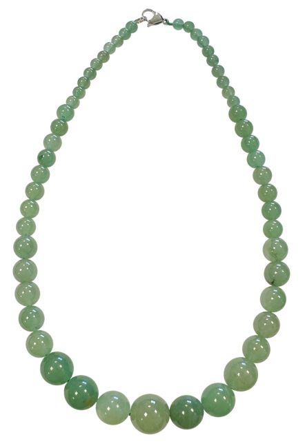 Collana in avventurina verde A con perline a goccia 6-14 mm 45 cm