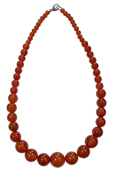 Collana in corniola rossa A con perline a goccia 6-14 mm 45 cm