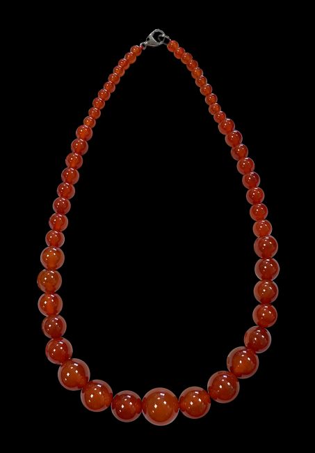 Collana in corniola rossa A con perline a goccia 6-14 mm 45 cm