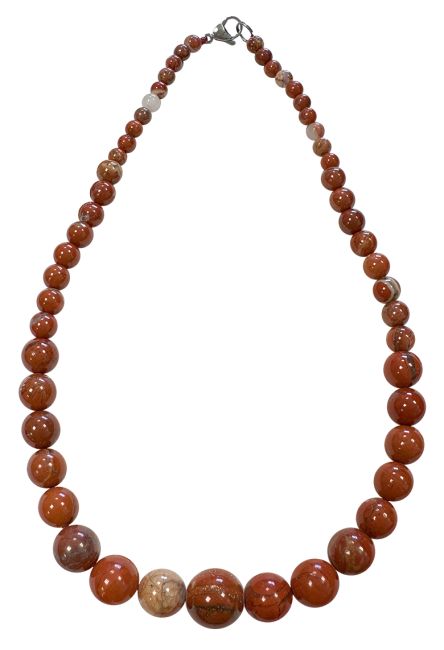 Collana in diaspro rosso con perline 6-14 mm 45 cm