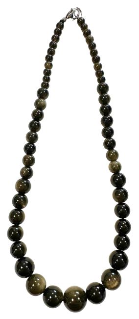 Collana di ossidiana nera dorata A con perle di goccia 6-14 mm 45 cm