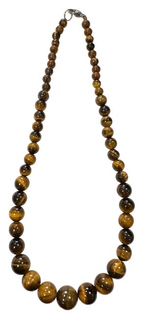 Collana occhio di tigre A goccia perline 6-14 mm 45 cm