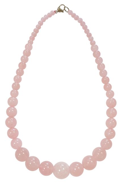 Collana in quarzo rosa A con perline a goccia 6-14 mm 45 cm