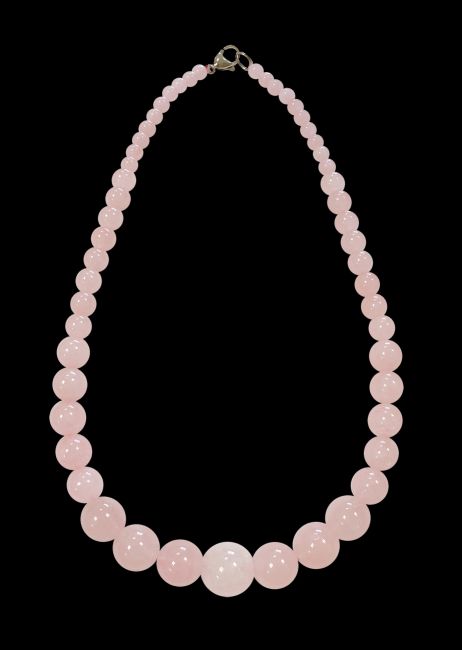 Collana in quarzo rosa A con perline a goccia 6-14 mm 45 cm