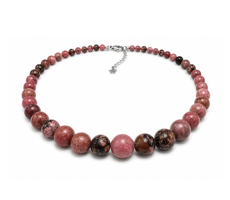 incenso ad Collana Graduata in Rodonite A Perle 4-12mm 50cm
