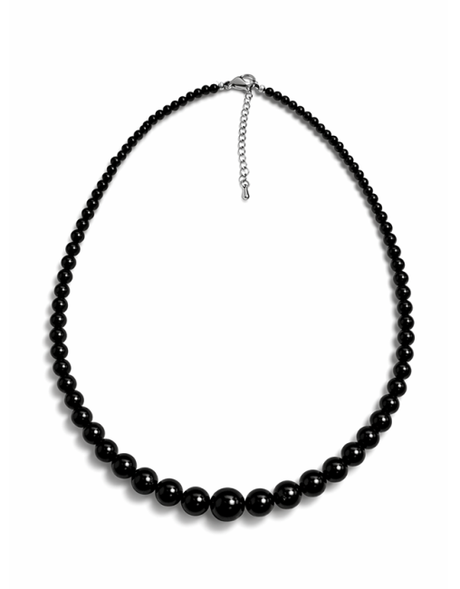 Collana con perle pendenti in tormalina nera da 4-12 mm, 50 cm