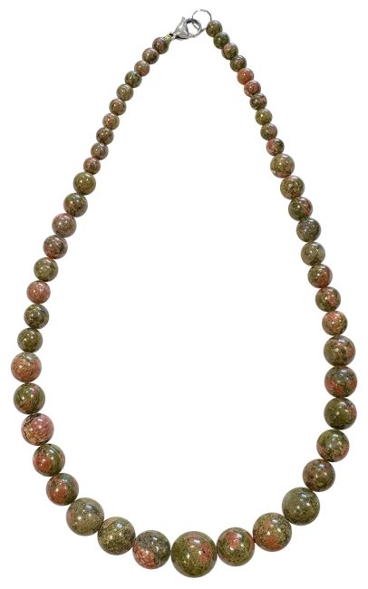 Collana a goccia con perline Unakite A 6-14 mm 45 cm