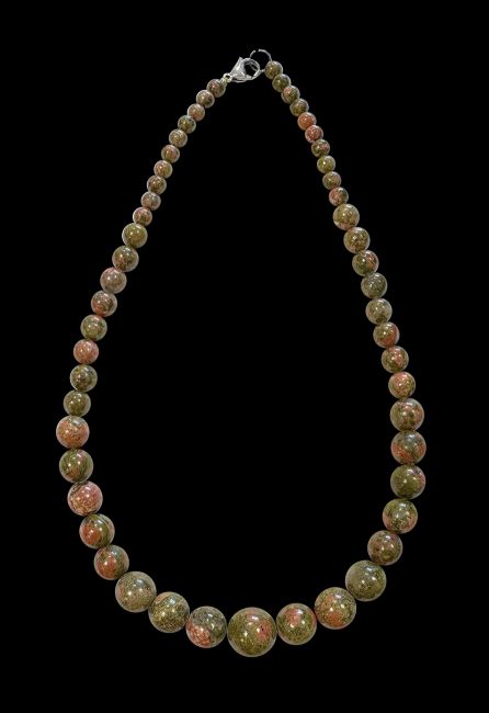 Collana a goccia con perline Unakite A 6-14 mm 45 cm