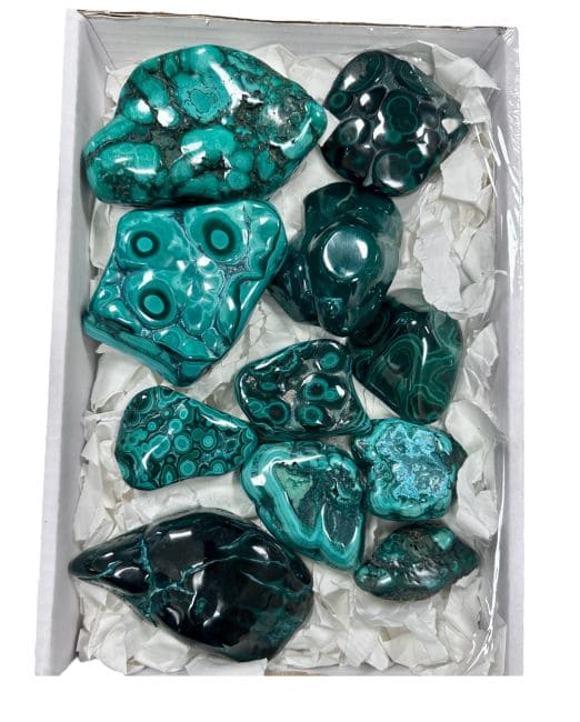 Confezione di druse, Malachite lucidata su un lato