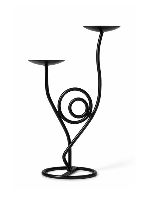 incenso ad Portacandele Doppio in Metallo Nero Intrecciato 28cm