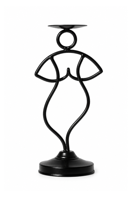 incenso ad Portacandele in Metallo Nero Silhouette Ballerina 27cm