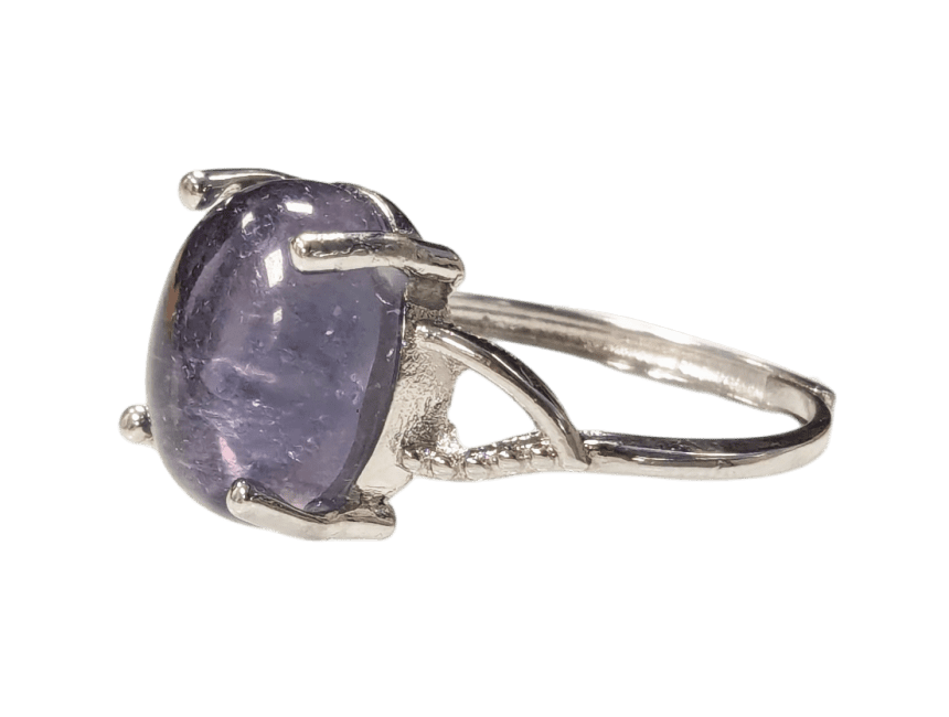 Anello AA ovale in fluorite regolabile in rame bianco