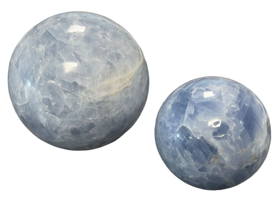 3 sfere di calcite blu lucidate 1.864k