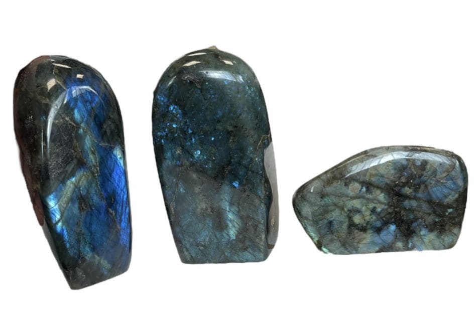3 blocchi di labradorite lucidati 2,036 kg