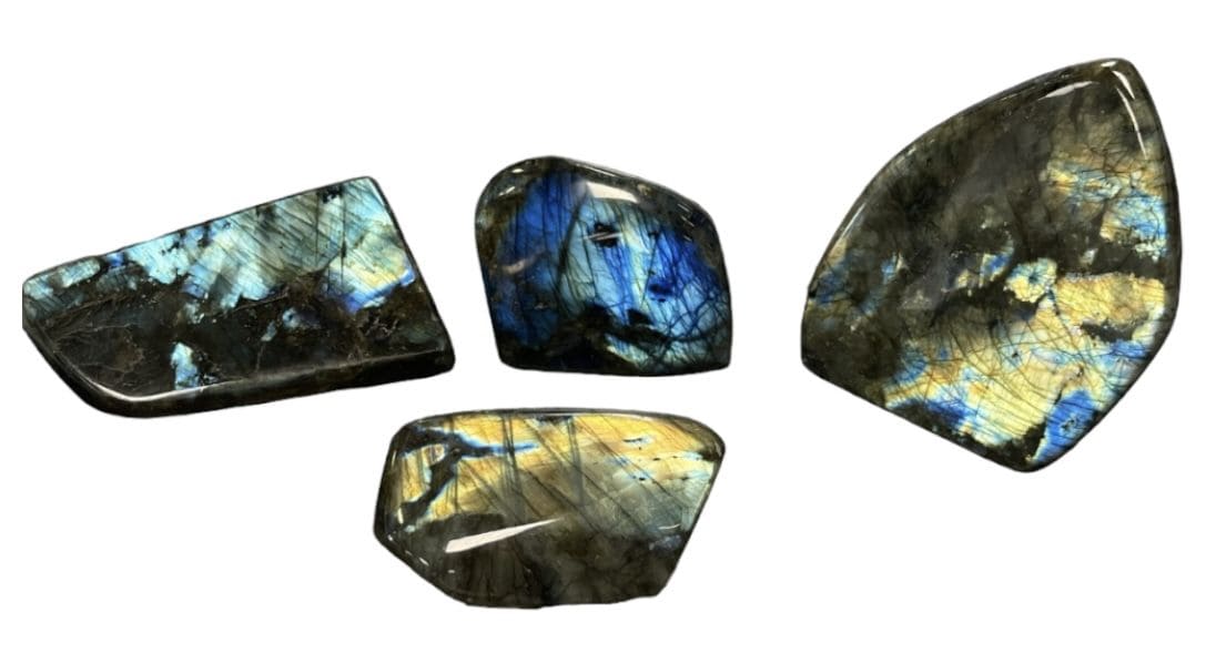 4 blocchi di labradorite lucidati 2,126 kg