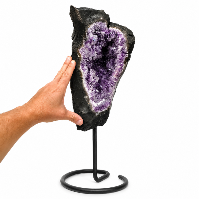 incenso ad Geode di ametista brasiliana A su base, 8,9 kg|it