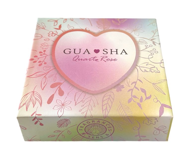 Massaggio Gua Sha al cuore di quarzo rosa A+