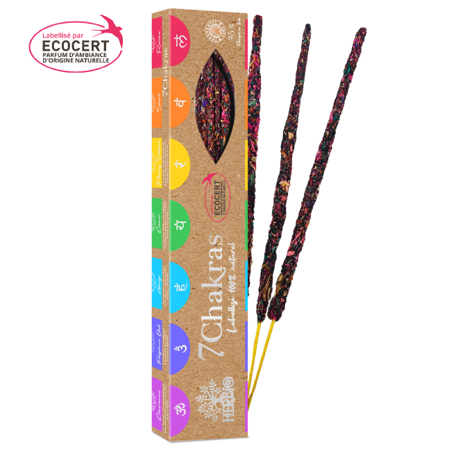 Incenso Herbio 7 Chakras Ecocert in bastoncino di fagotto 20 g