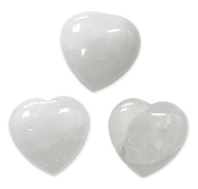 Cuore in cristallo di rocca 30mm x 3