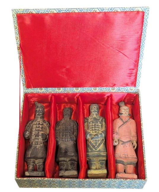 incenso ad Set di 4 statue di Guerrieri Imperiali in terracotta da 15 cm