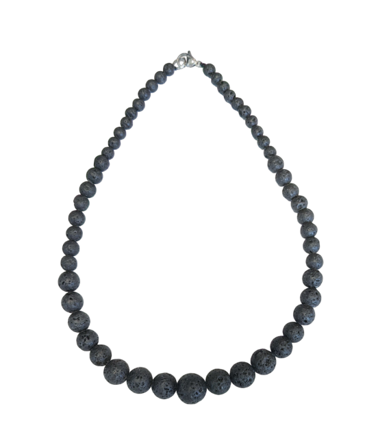 Collana in pietra lavica goccia perline 6-14 mm 45 cm