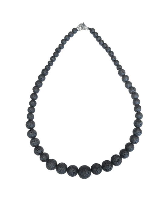 Collana in pietra lavica goccia perline 6-14 mm 45 cm