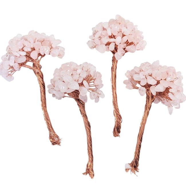 incenso ad Set di 4 alberi di quarzo rosa fai-da-te – Base non inclusa