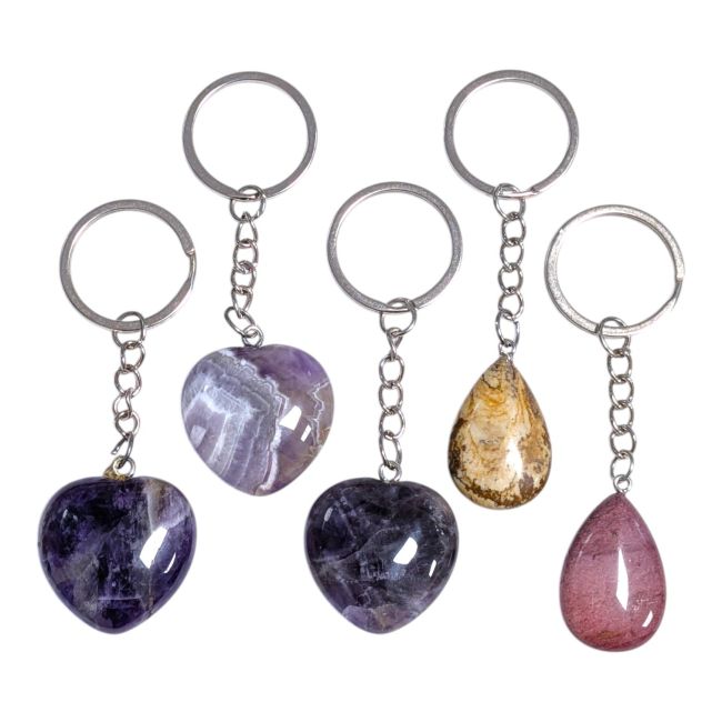 incenso ad Set di 5 portachiavi in pietra naturale – Cuori e gocce