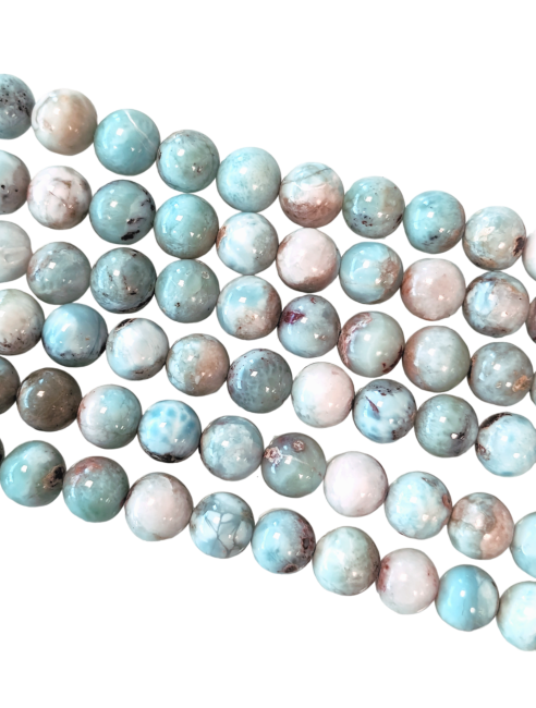 Perle rotonde Larimar A da 7-8 mm su filo da 40 cm