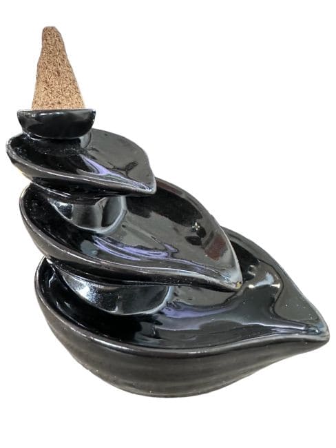Porta incenso foglia in ceramica a riflusso