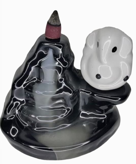 Portaincenso in ceramica Ganesha a riflusso