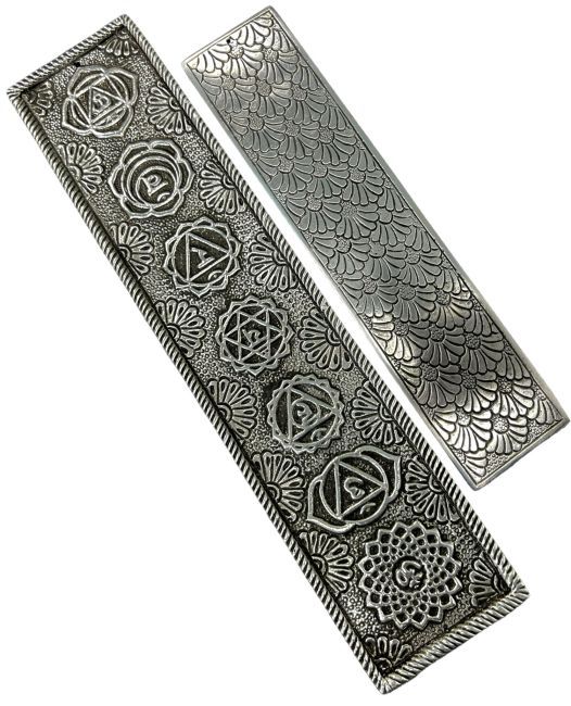 Portaincenso in metallo bianco 7 Chakra 26,5 cm