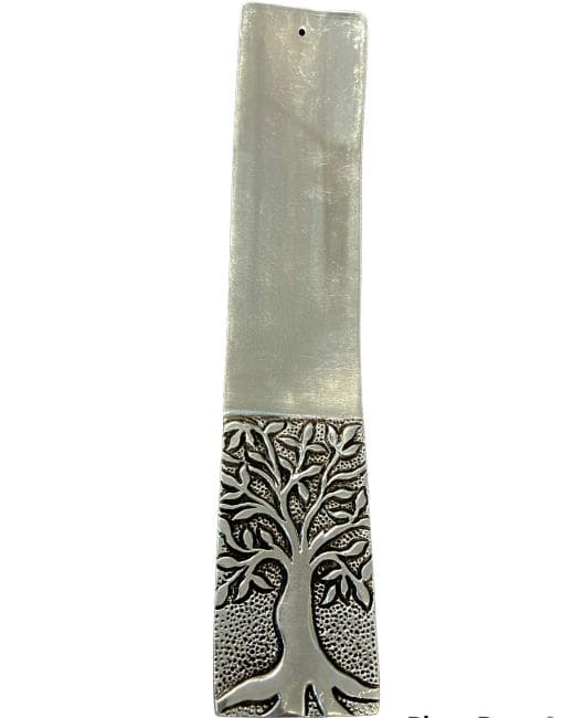 Porta incenso in metallo bianco Albero della vita 23,5 cm