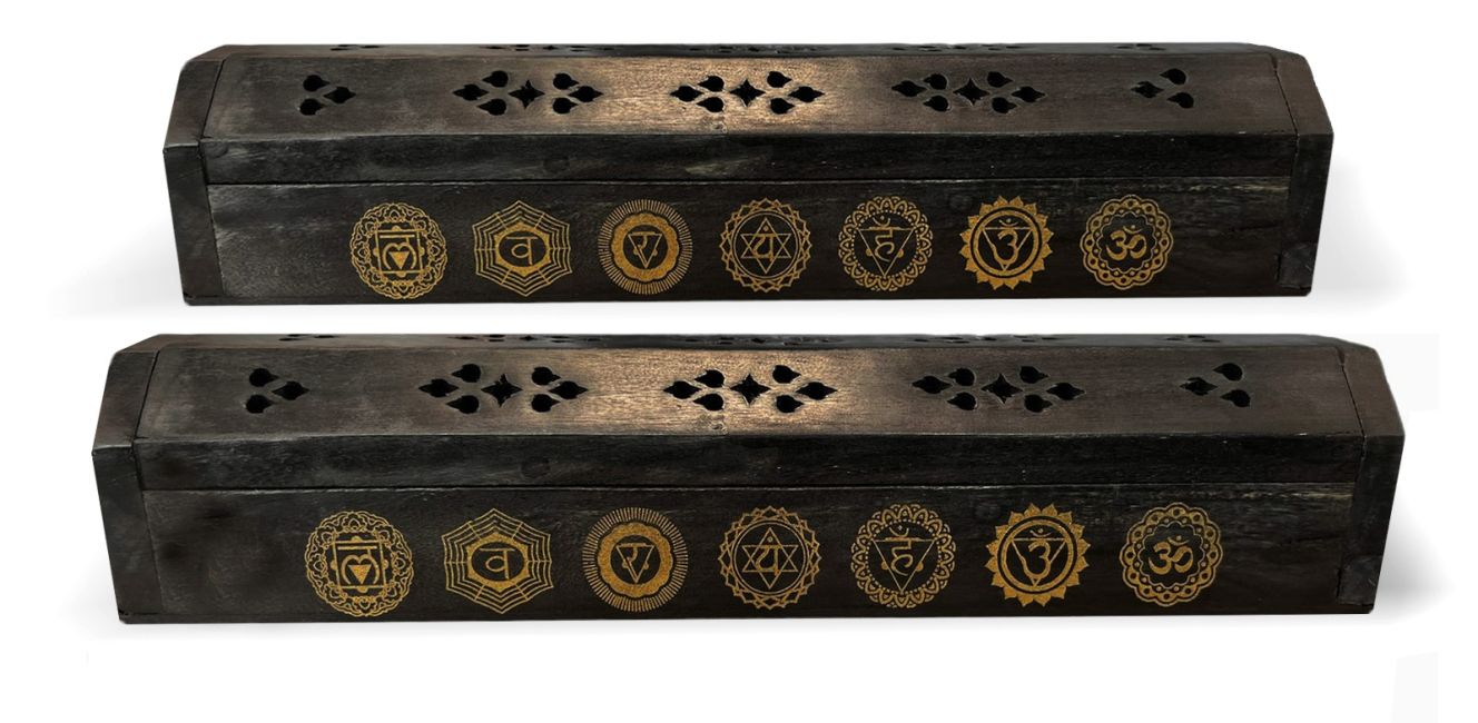 Portaincenso in legno nero - I 7 Chakra - 30cm - 2pz