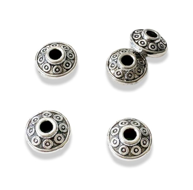 Perline con ciondolo distanziatore tribale in argento per trottola 6 mm x 100
