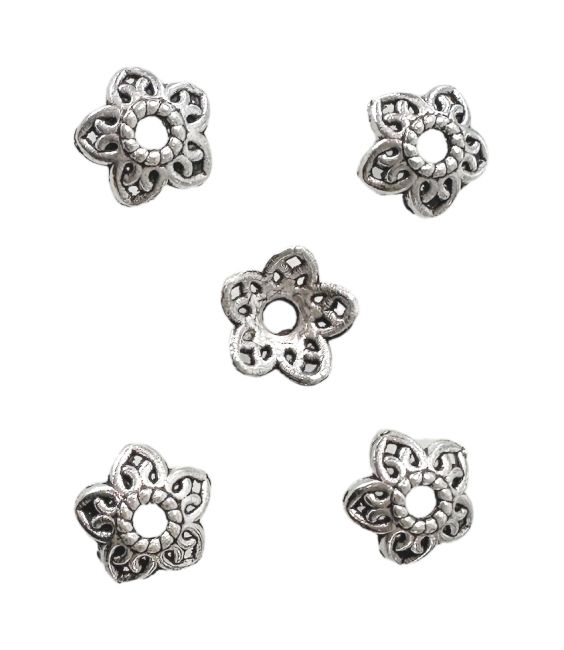 Perline con ciondolo distanziatore a forma di fiore in argento 8 mm x 100 mm