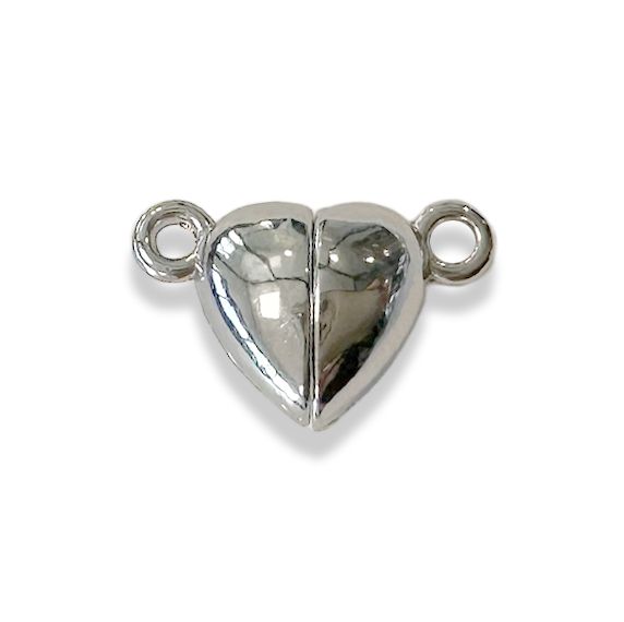 Chiusura magnetica a cuore in metallo argentato 9mm x20