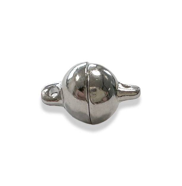 Chiusura magnetica a sfera in metallo argentato 8 mm x20